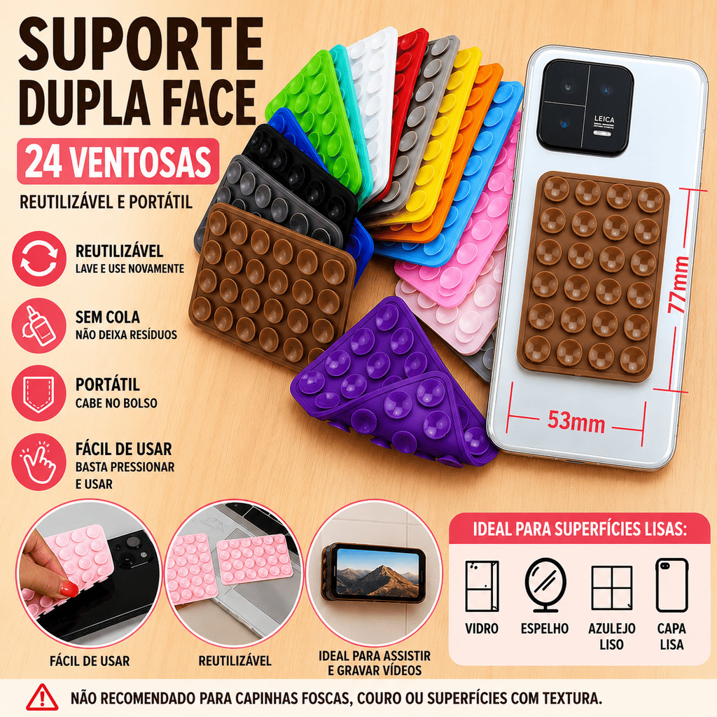 Suporte Multifuncional Reutilizável com Ventosas