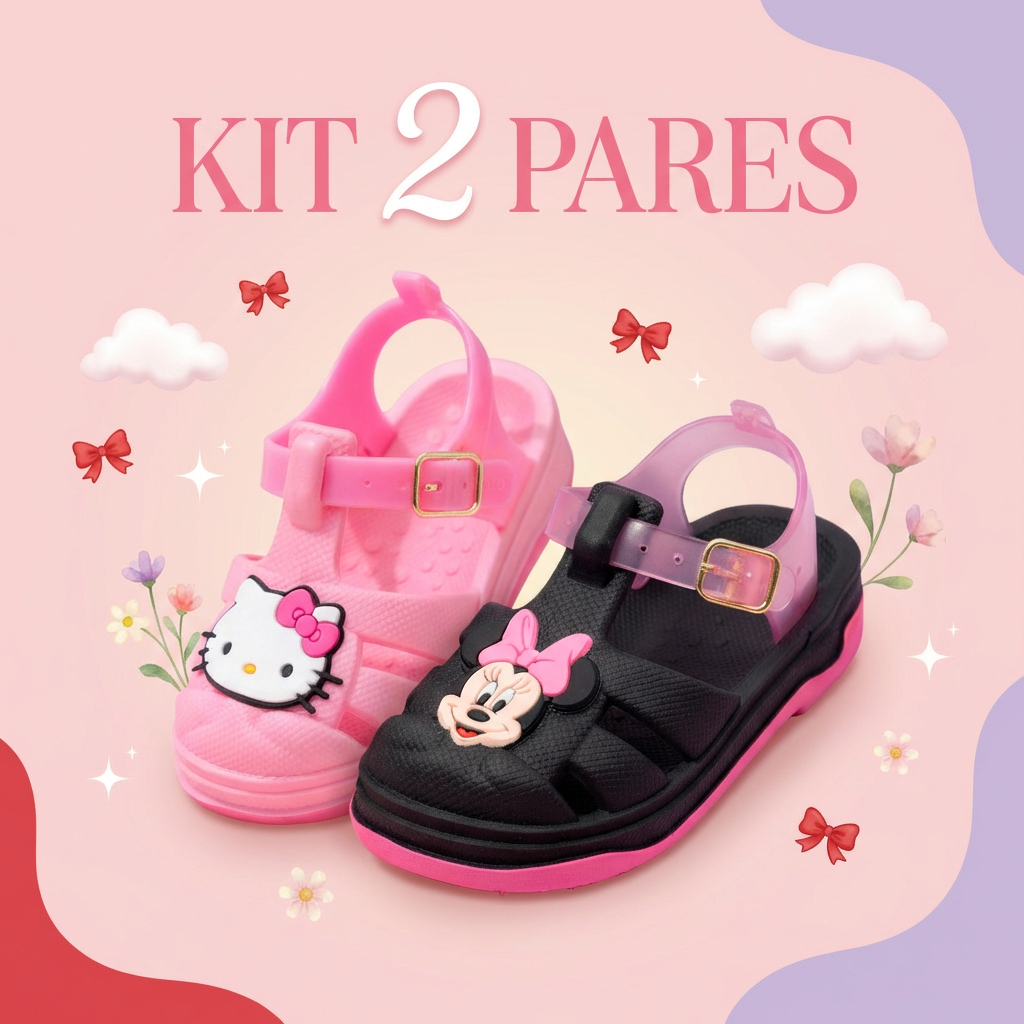 Kit 2 Sandálias Infantil Menina Confortáveis e A
