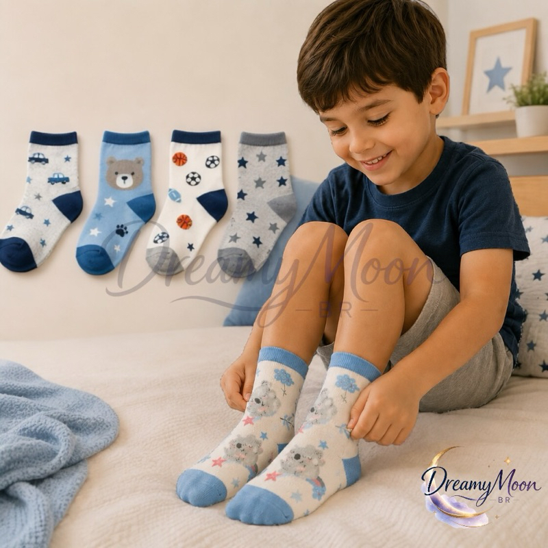 Kit até 18 Pares Meia Infantil  Menino Estampadas