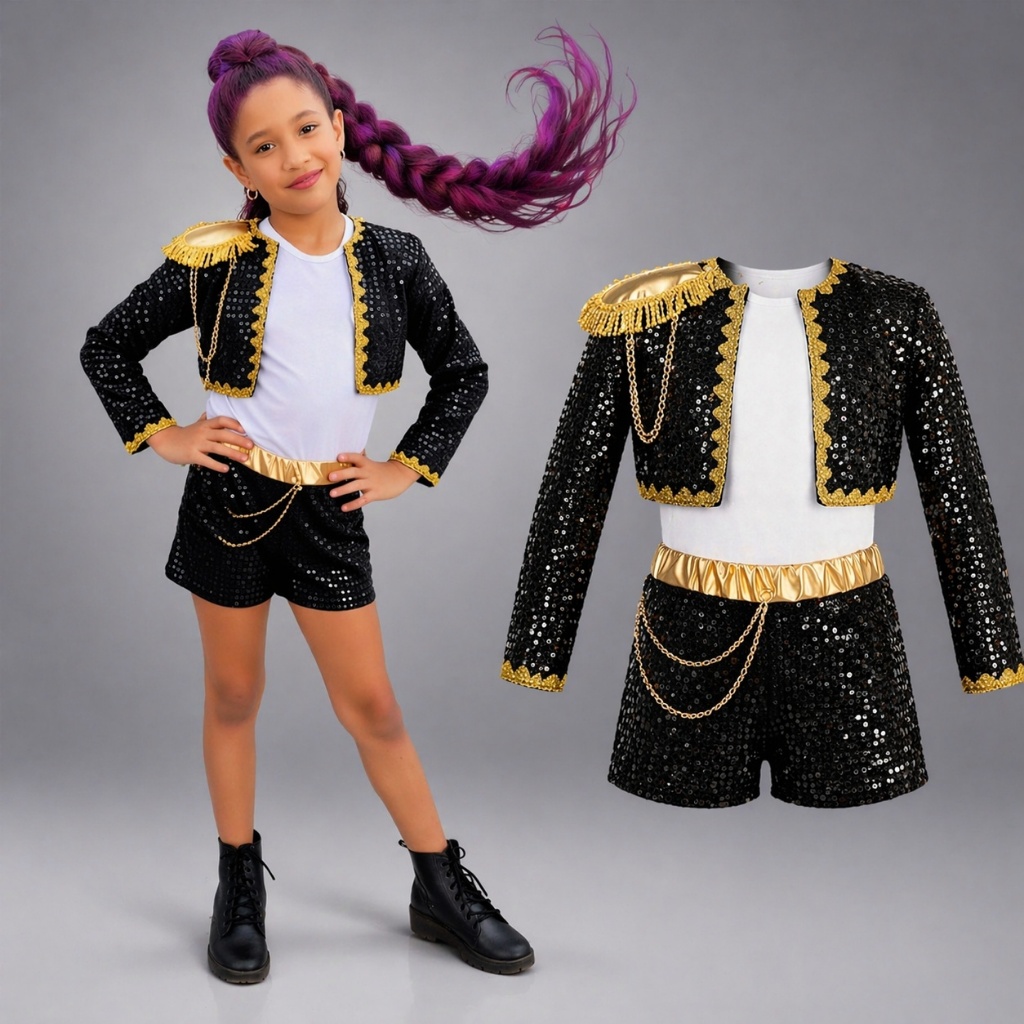 Fantasia Kpop cosplay Infantil Com Trança Cospla