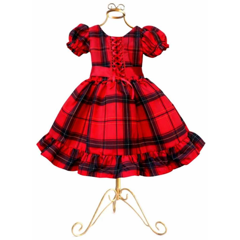 Vestido Infantil Festa Junina – Xadrez verme