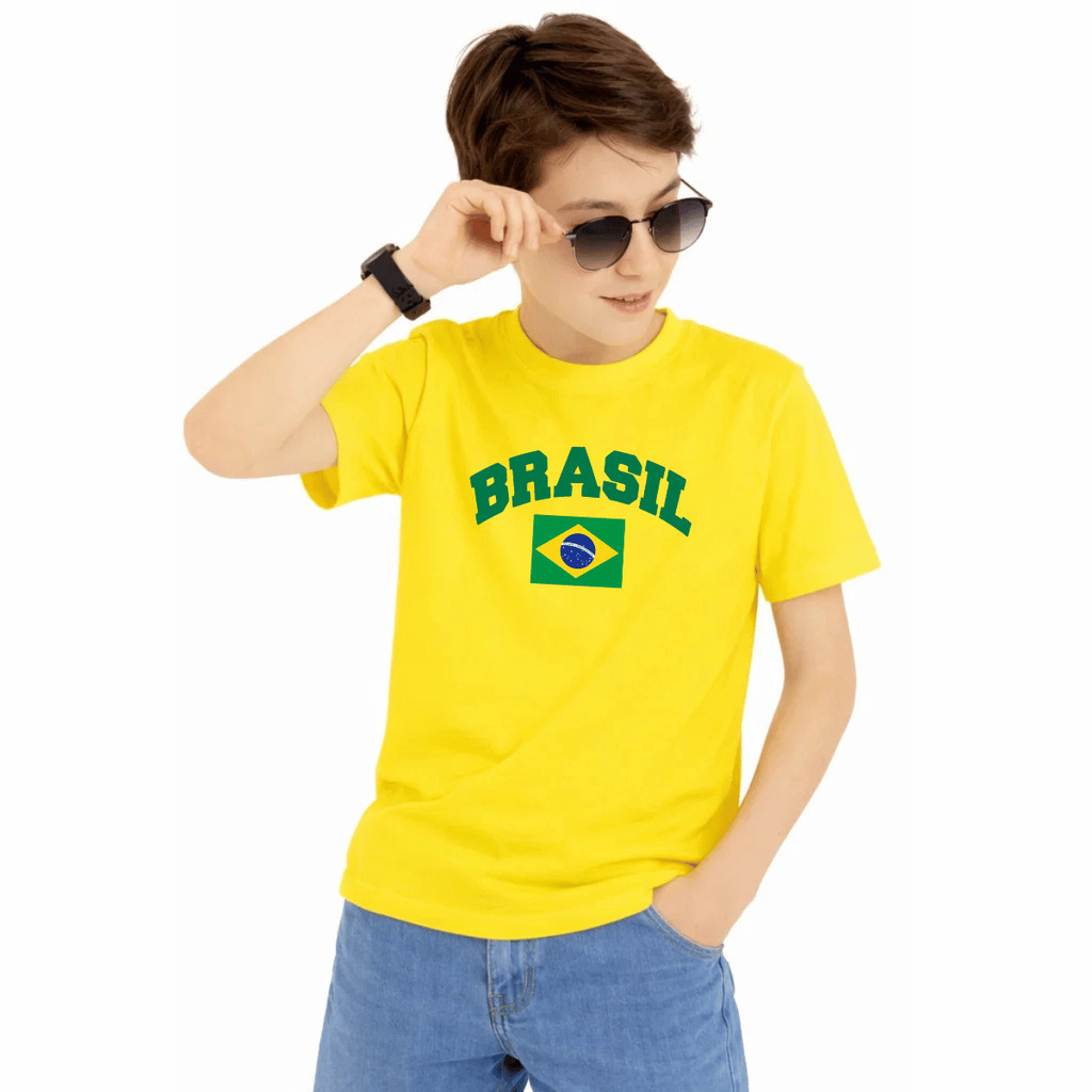 Camiseta Infantil e Juvenil Estampada Brasil Bande