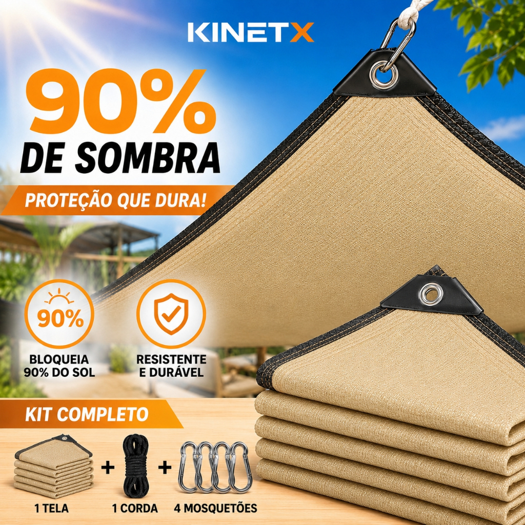 Rede De Sombreamento 90% 6x5m KINETX Material Prem