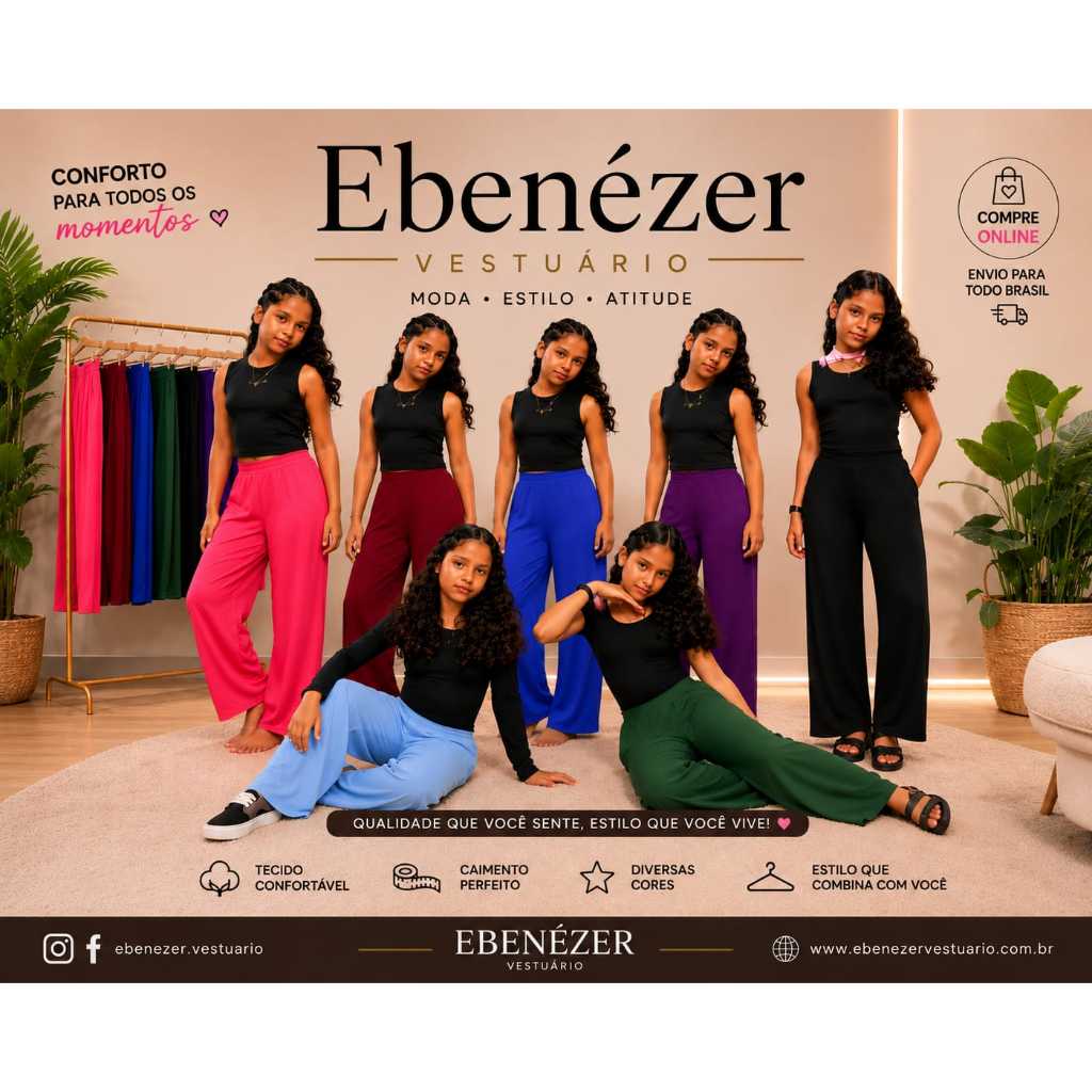 Calça Pantalona Infantil Feminina 2 ao 16 Anos | 