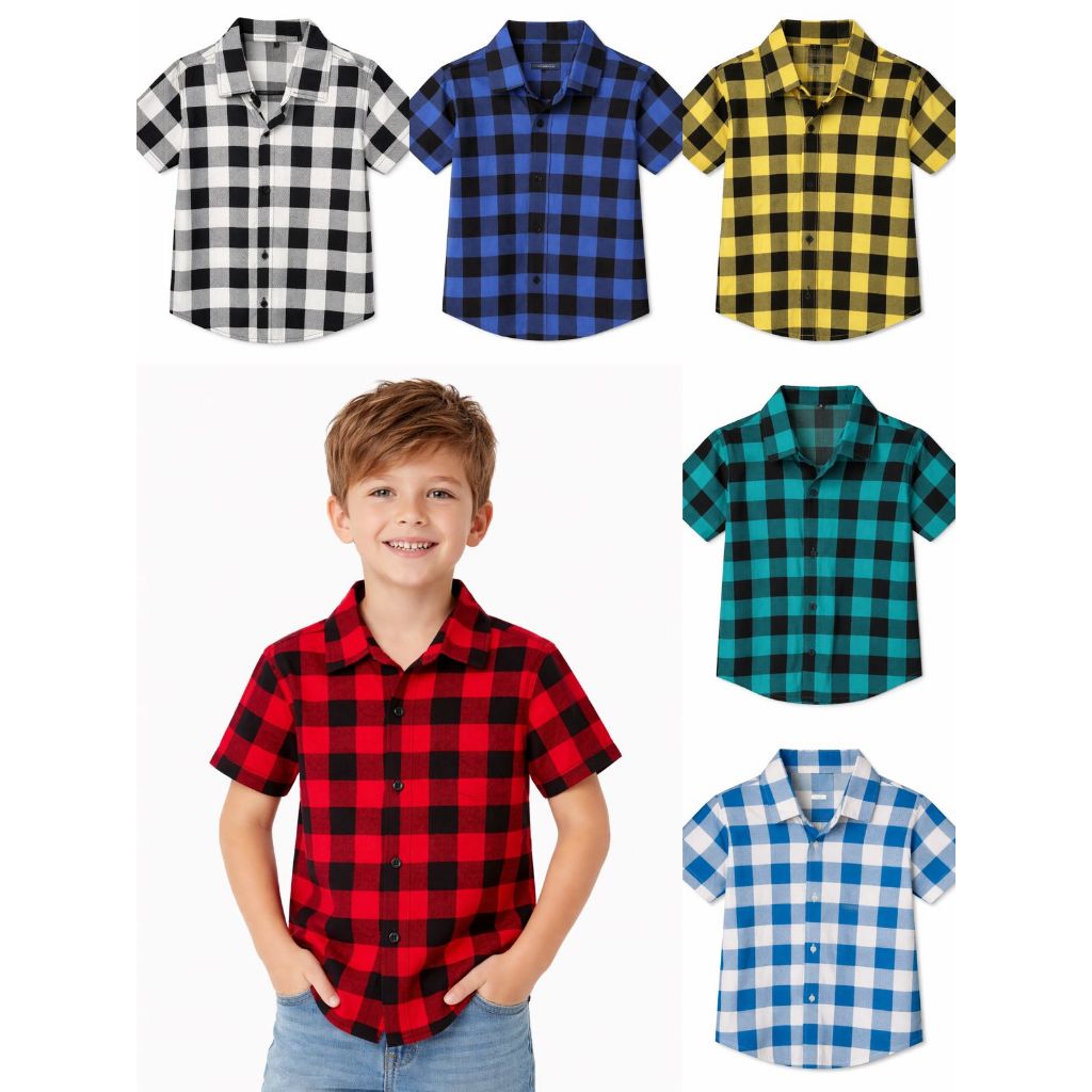 camisa xadrez menino infantil básica com botão m