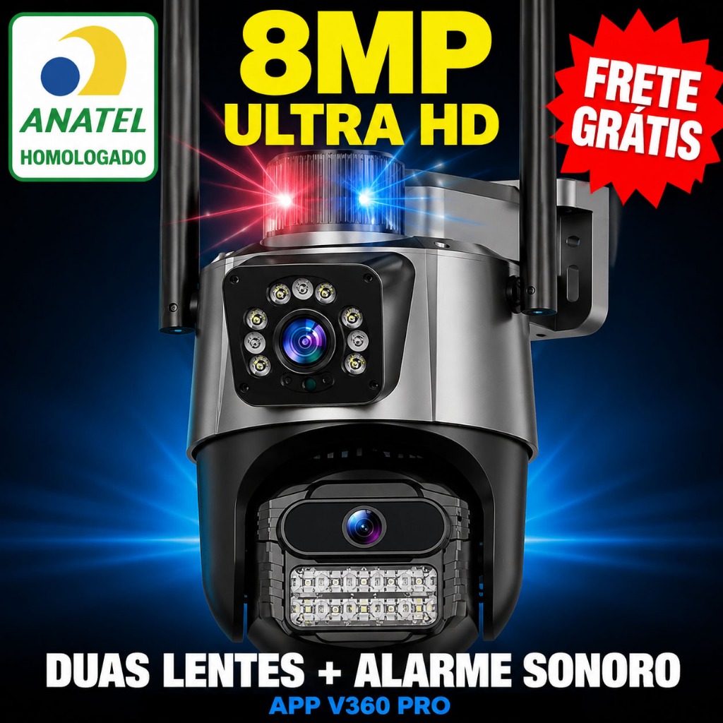 Câmera de Segurança Wifi ANATEL Aprovada Dupla L