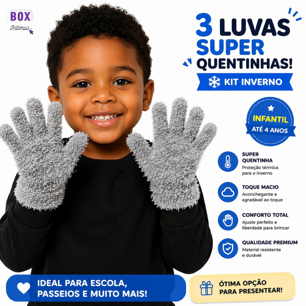 Luvas Infantis Peluciadas Super Quentinhas Inverno