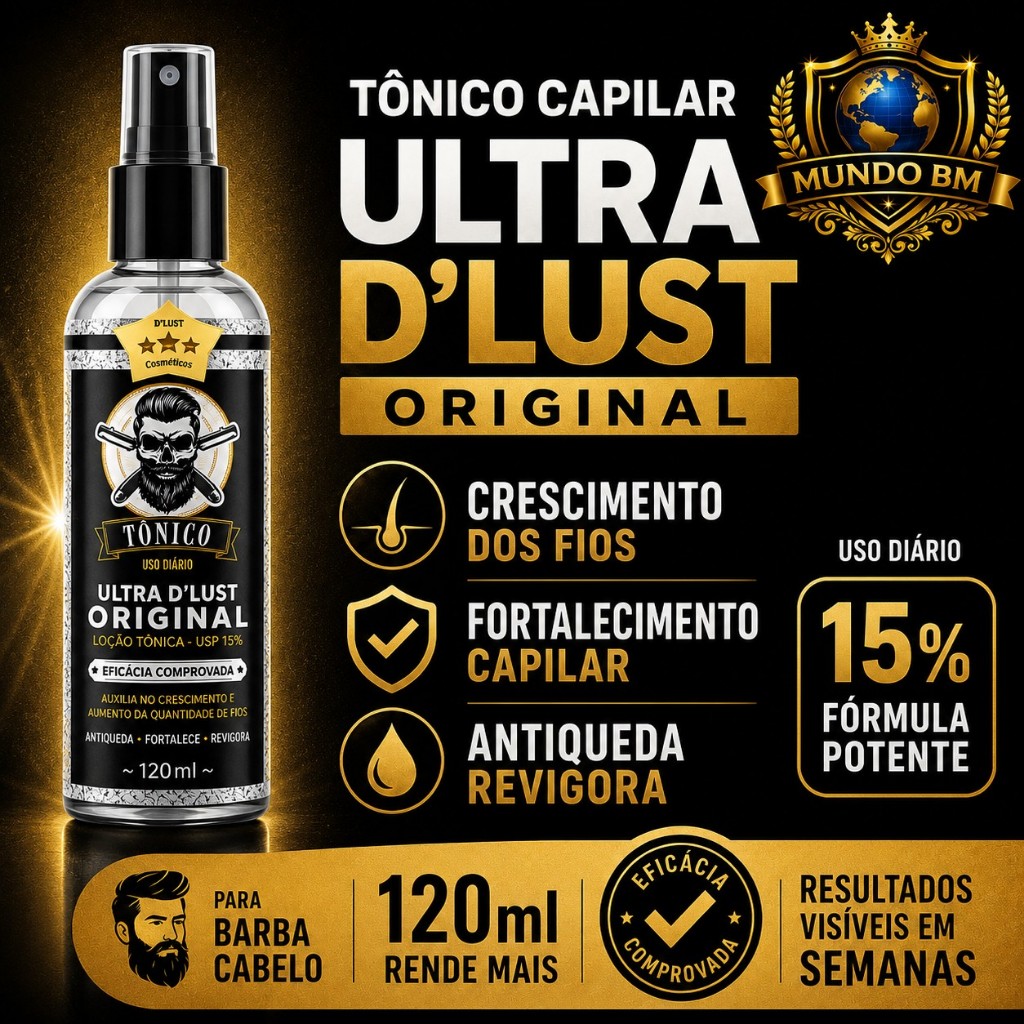 Tônico UltraDlust 15% Original Cresce Cabelo Barb