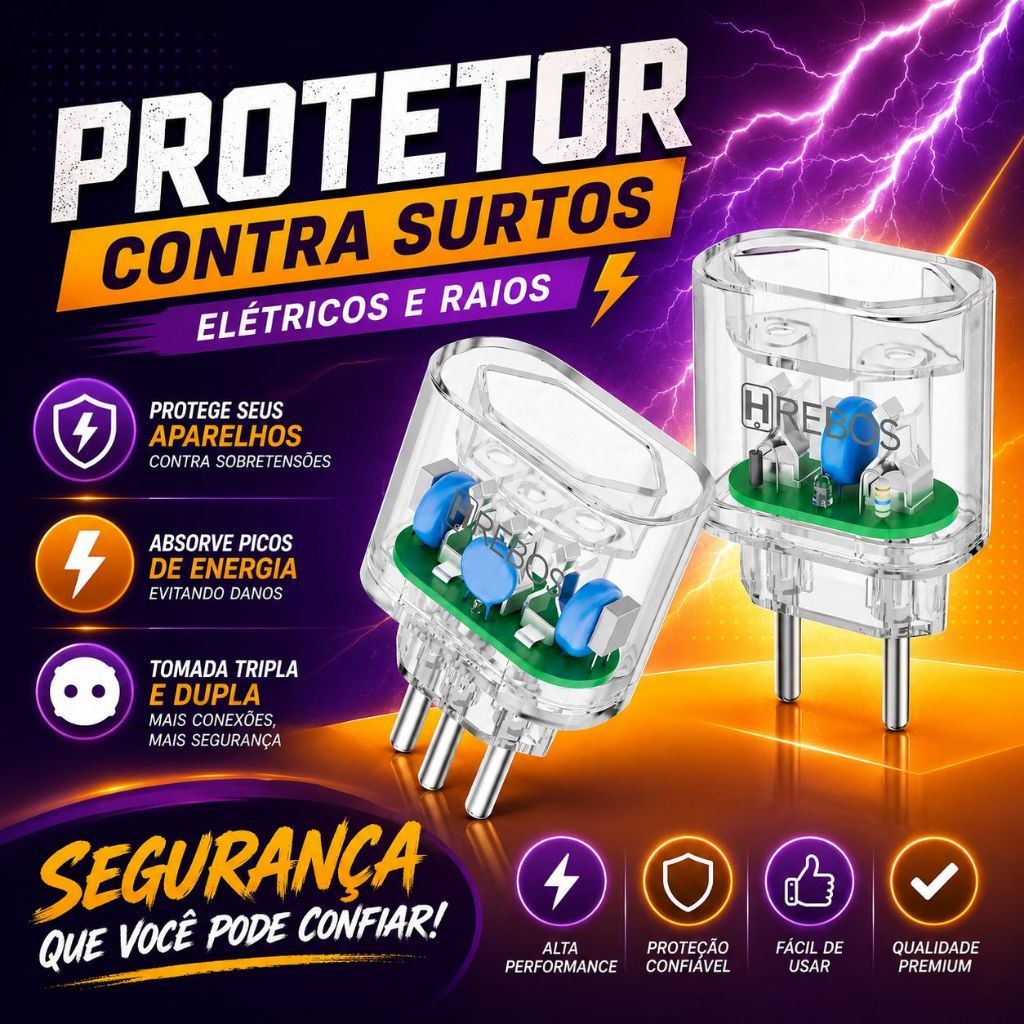 Protetor Energia Anti Surto 20A 10A Tomada Dupla T