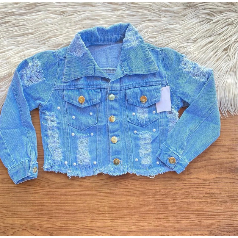 Jaqueta Jeans Pérola Infantil 2 ao 8 Anos Menina