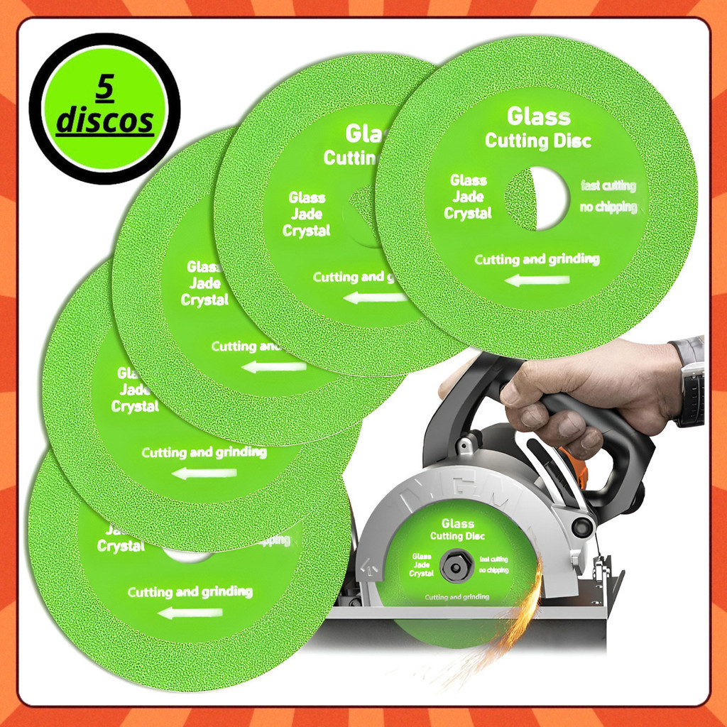 Kit 5 Discos Diamantado Para Corte De Vidro Porcel