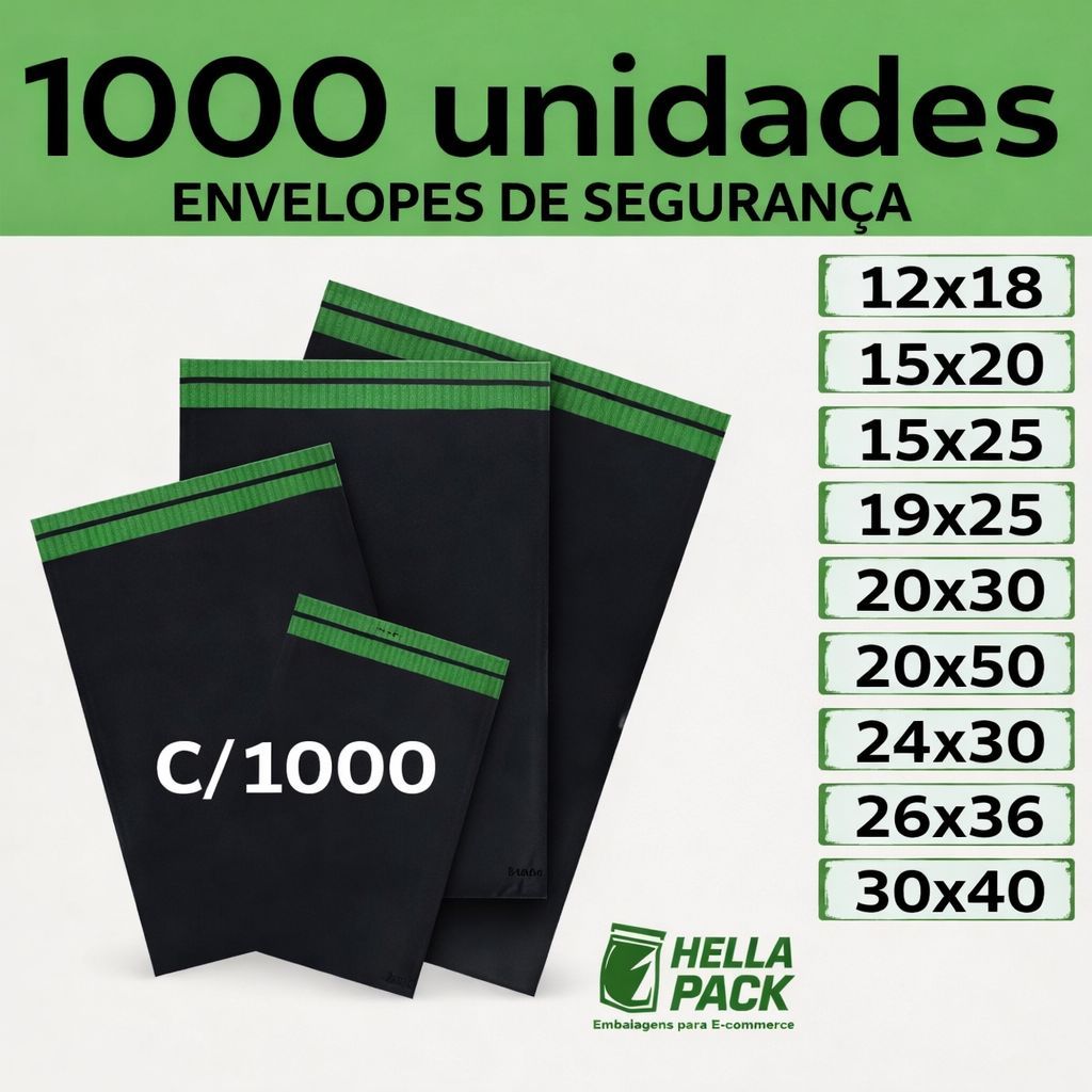 Kit 1000 Envelopes Segurança Embalagem De Envio S