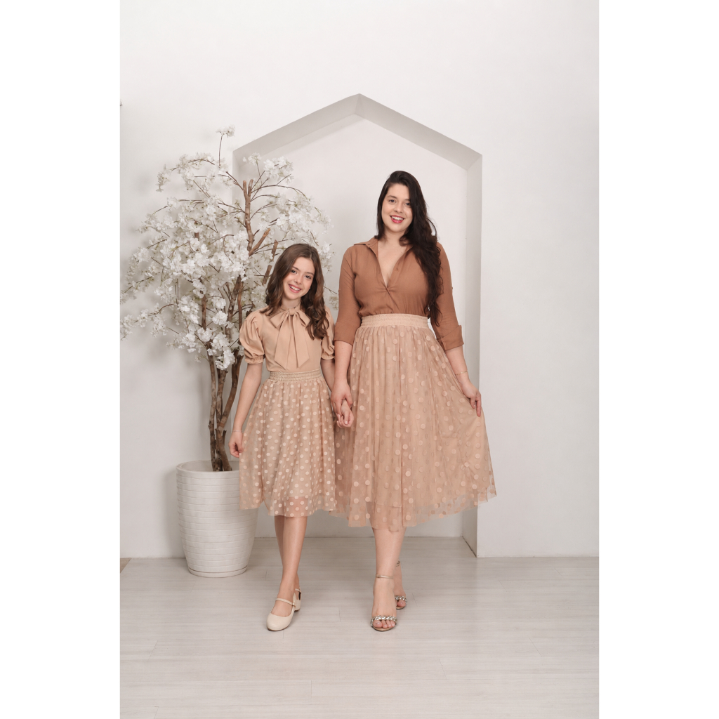 Saia Tule Infantil Bolinha Poa Gode Femenina Moda 