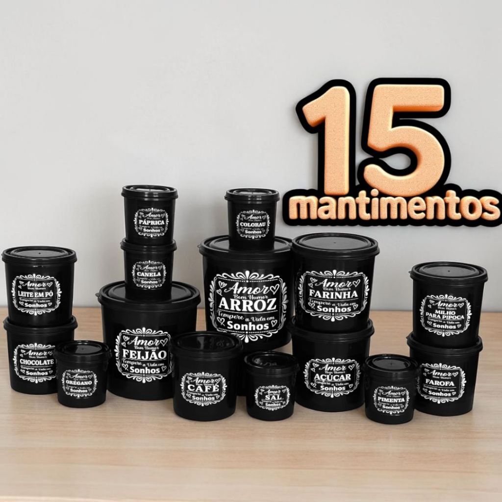 Kit de 15 Organizadores de Mantimento para Casa e 