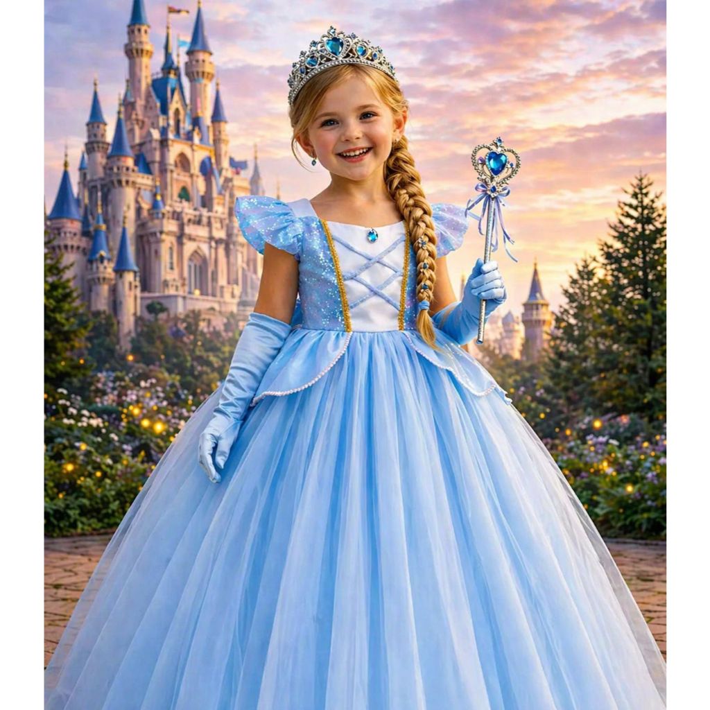 Fantasia Princesa Cinderela Infantil Vestido Menin
