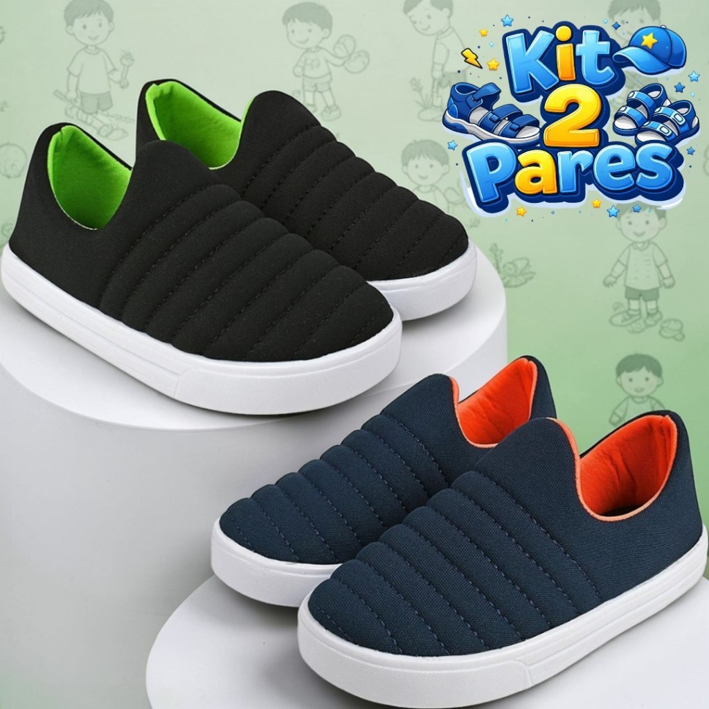 Kit 2 Pares e Avulso Tênis Calce Fácil Leve Conf