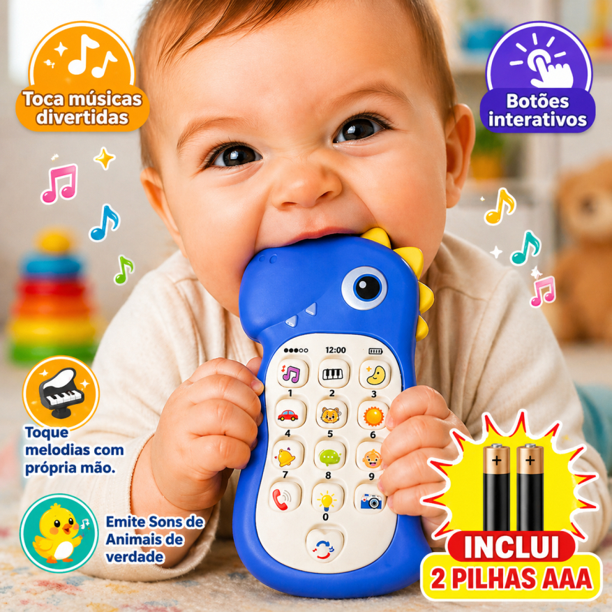 Celular Infantil Dinossauro Pilhas Musical Telefon