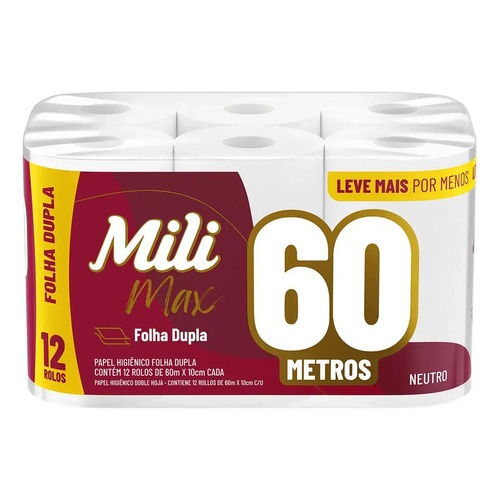 Papel Higiênico Mili 60m Folha Dupla Modelo Max C