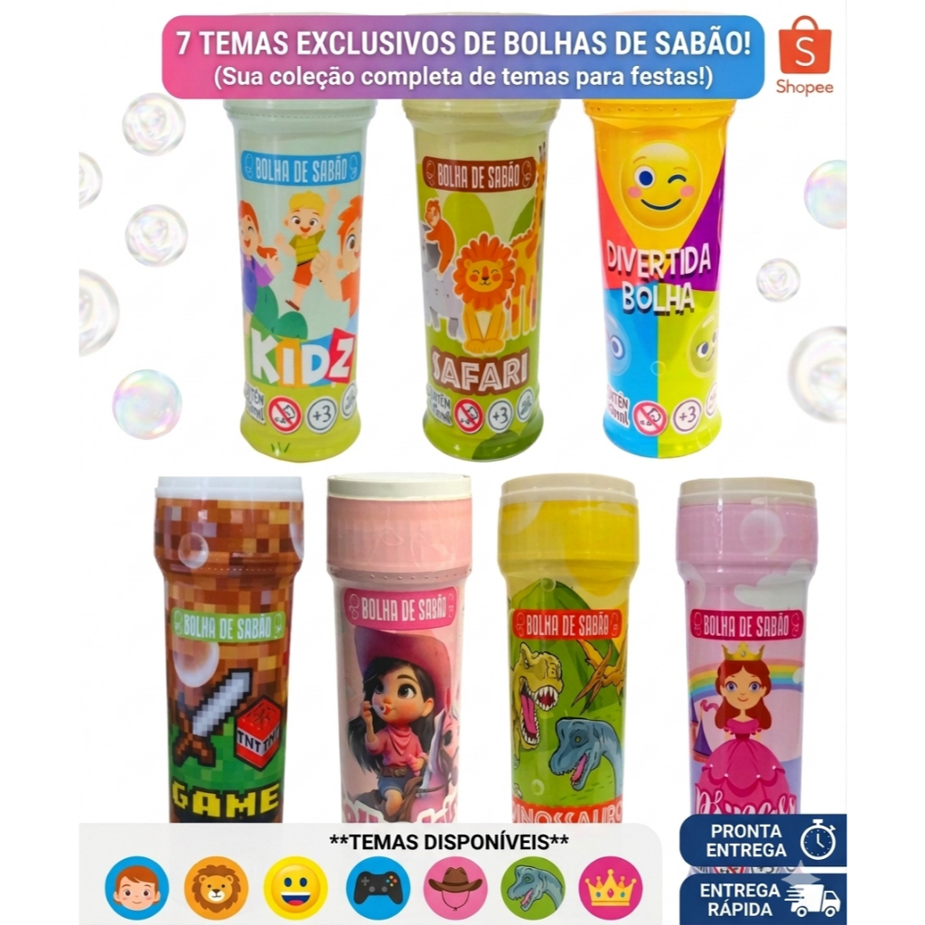 Kit 10/15/20/25/30 Bolhas de Sabão 60ml Escolha s