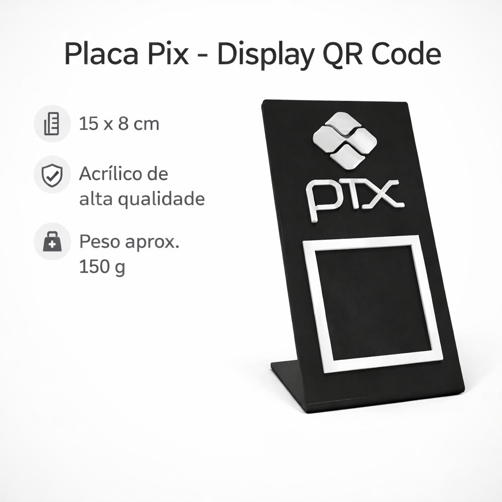 Placa Pix Display QR Code Acrílico 2mm Mesa Balc�