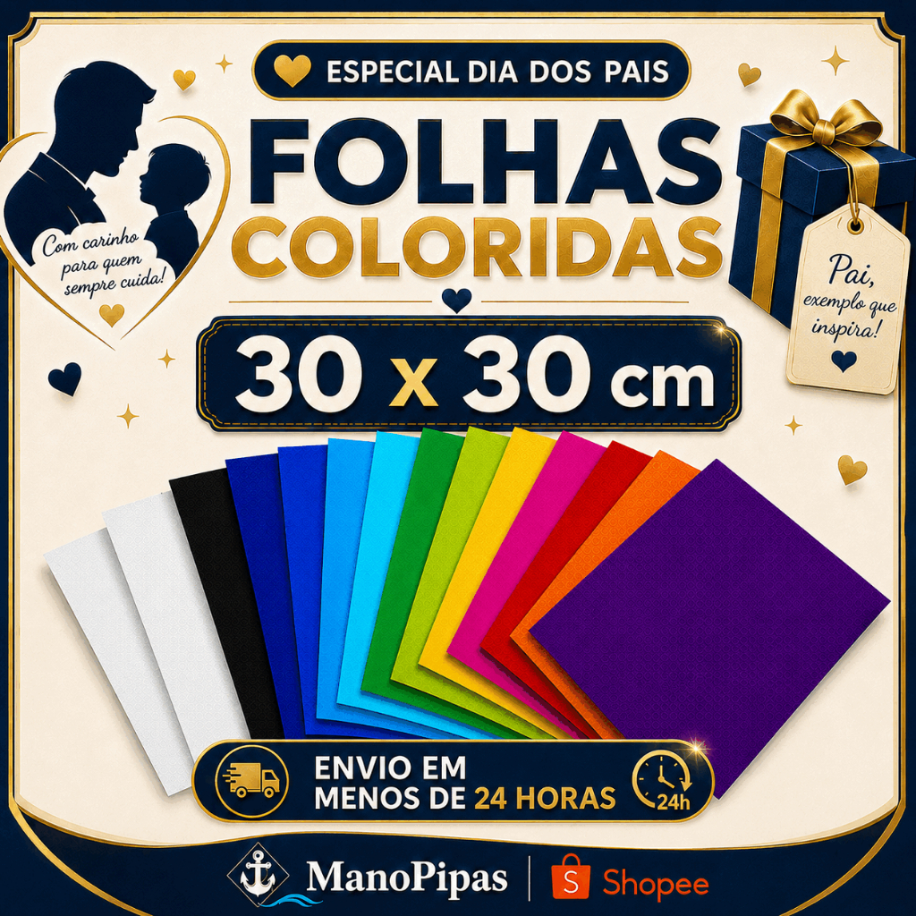 Papel de Seda Colorido 30×30 Dia dos Pais Pip