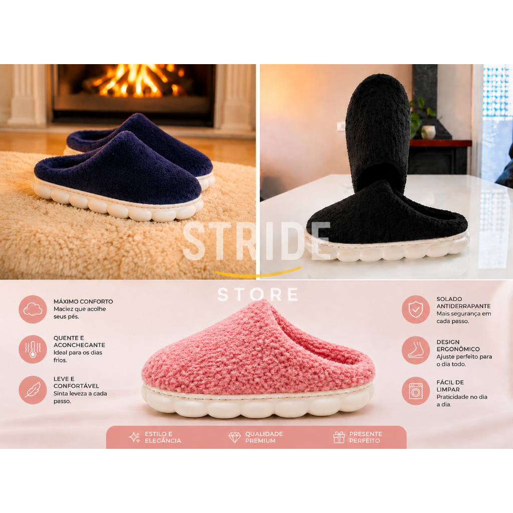Pantufa Nuvem Peluciada Forrada Quentinha Inverno 