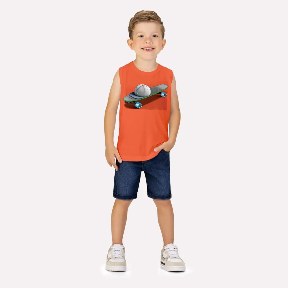 Camiseta Regata Kyly Meia Malha Estampa Skate