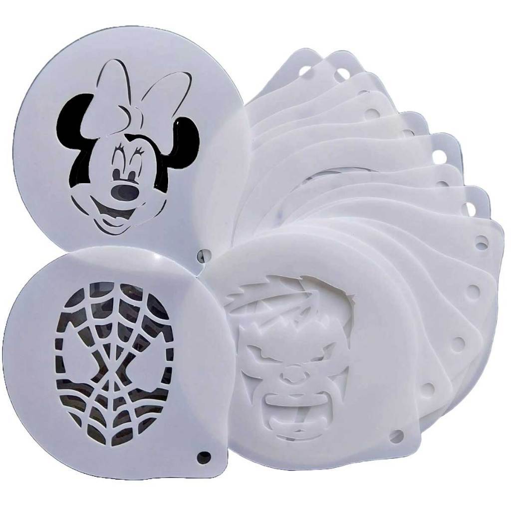 Kit 16 Stencil infantil Moldes para rosto pintura 