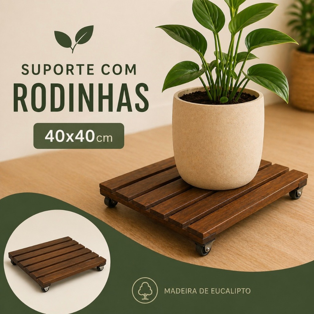 Suporte Com Rodinhas Para Vaso De Plantas, Botijã