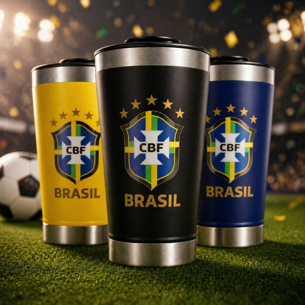 Copo Térmico 473ml Com Tampa Abridor Brasil Perso