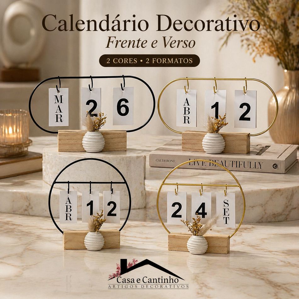 Calendário de Mesa Decorativo com Plaquinhas Dupl