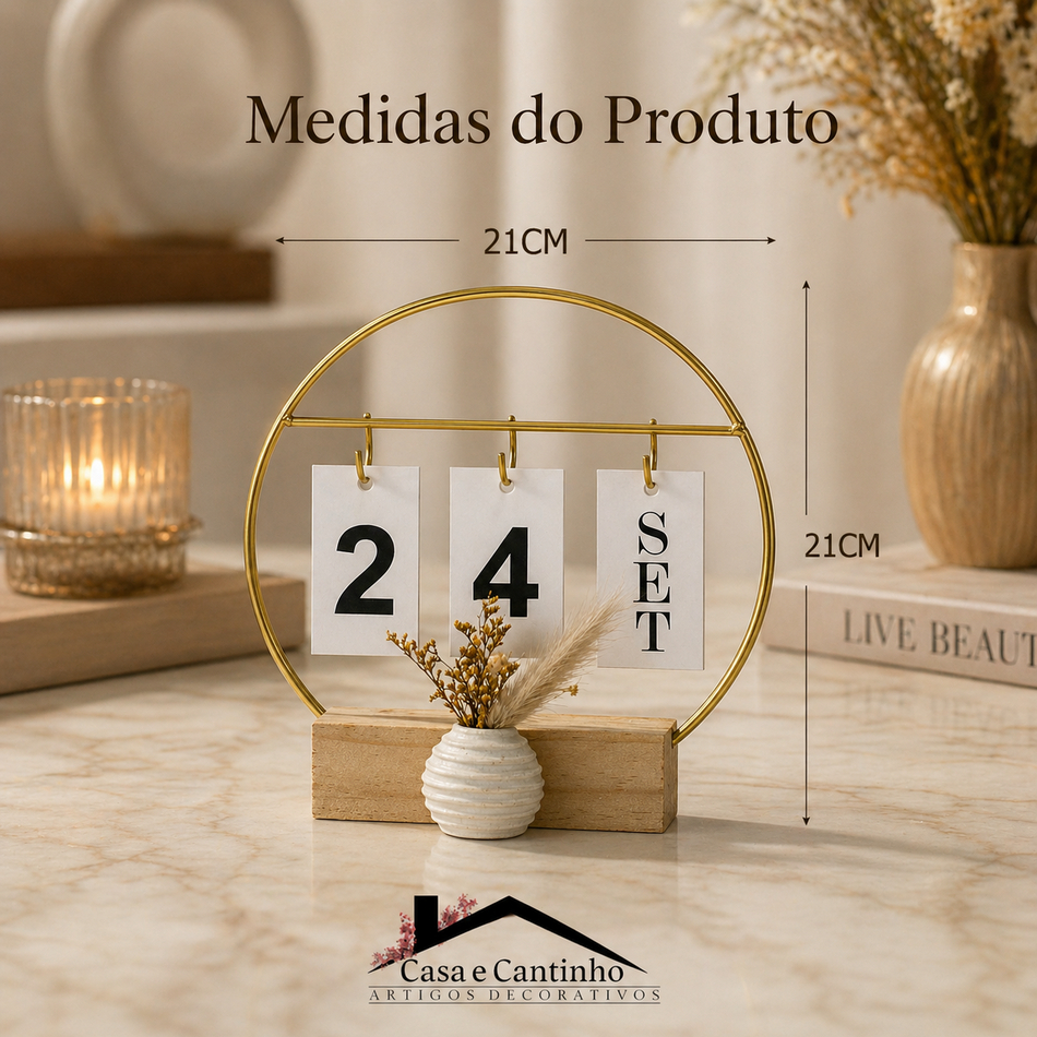 Calendário de Mesa Decorativo com Plaquinhas Dupl