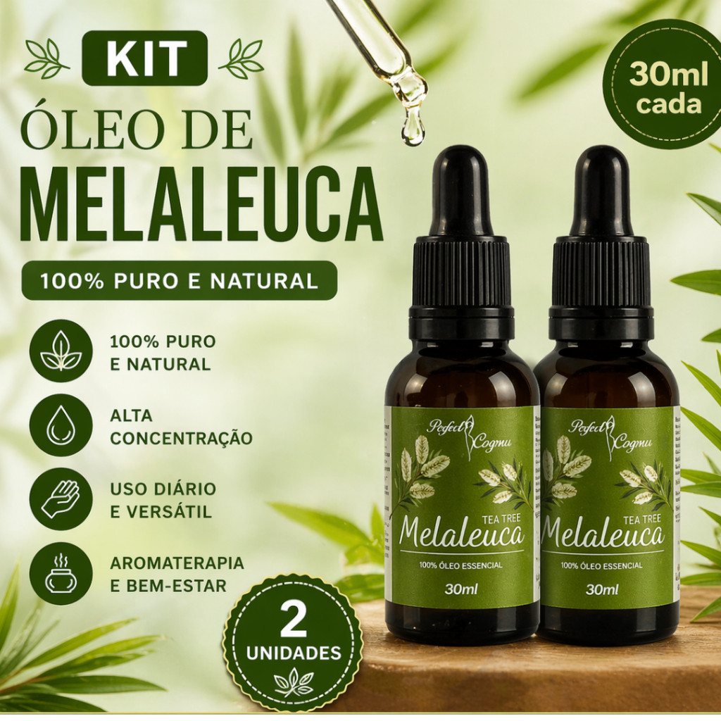 Kit 2 Óleos de Melaleuca 100% Puro Rotina de Cui