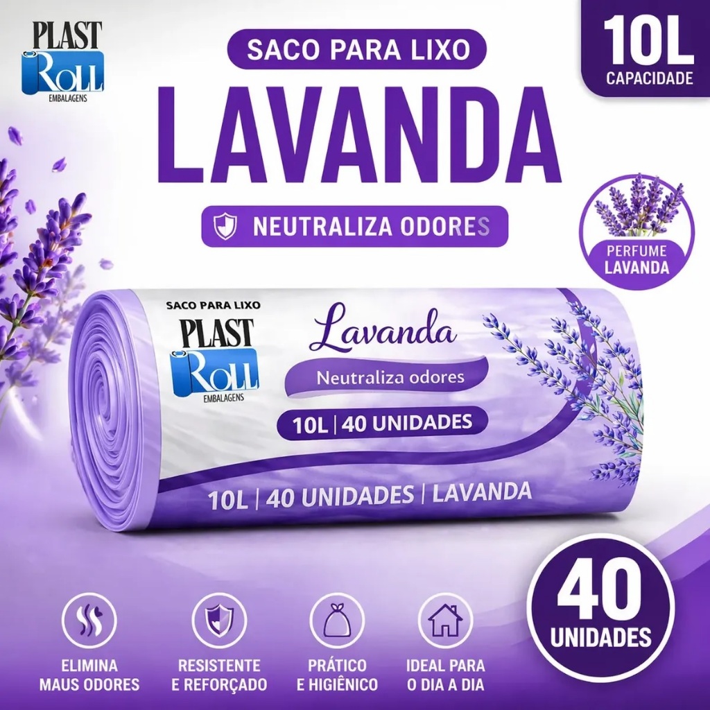 Saco Lixo Perfumado Pia e Banheiro Cozinha Lavanda