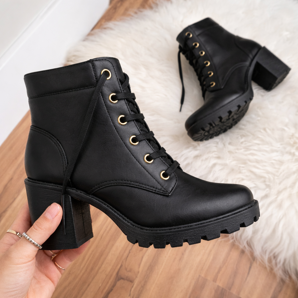 Bota Feminina Blogueira Legítimo Coturno Cano Cur