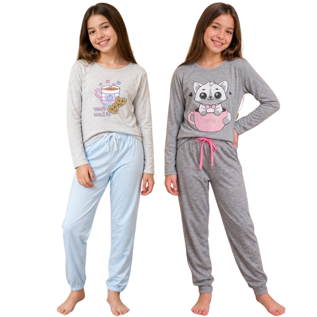 Pijamas Femininos Kit 2 Conjuntos De Dormir Infant