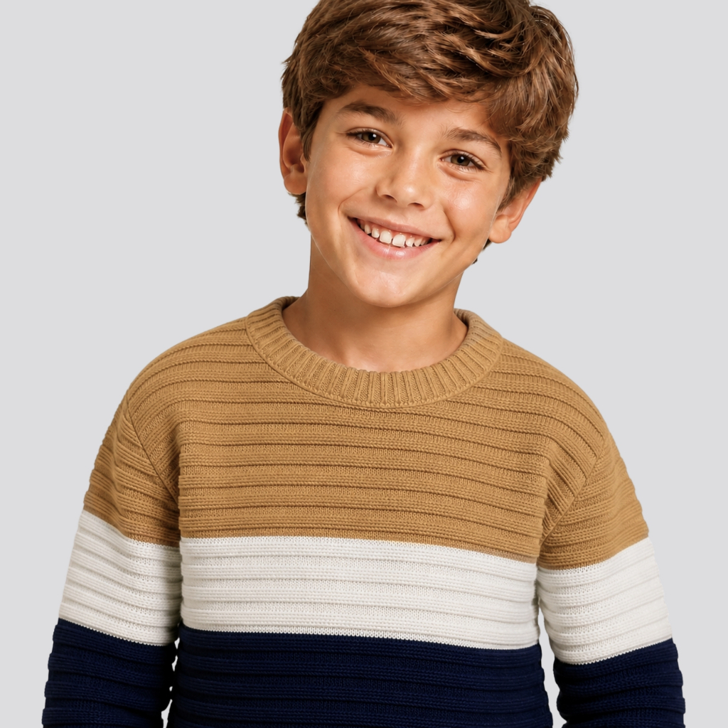 Suéter Infantil Menino Tricô Canelado Alto Relev