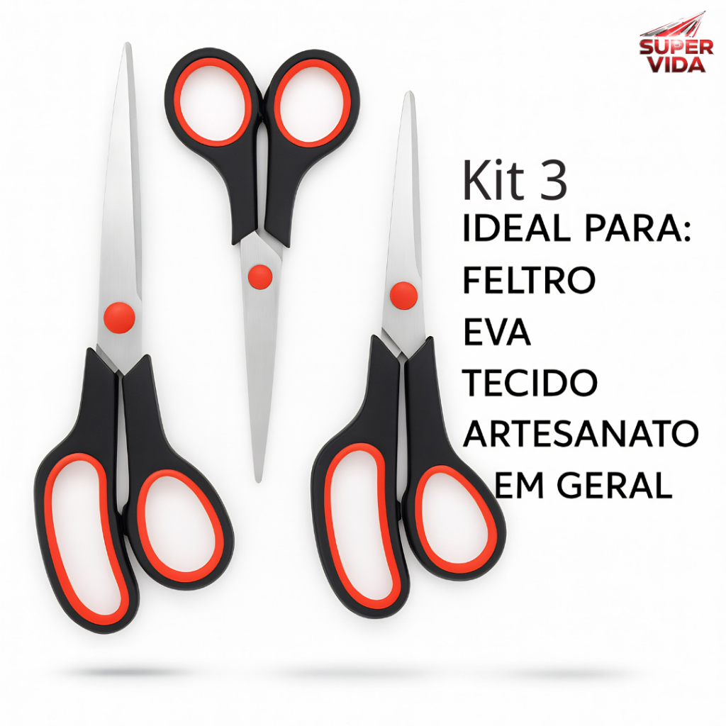 Kit 3 Tesouras Profissionais Multiuso 5.5/7.5/8.5 