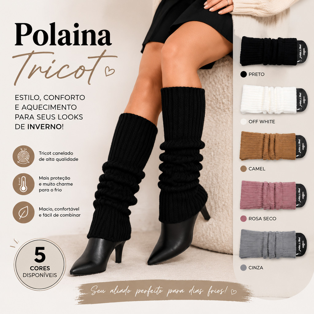 Polaina Feminina Tricot Inverno pilates Ballet Fit