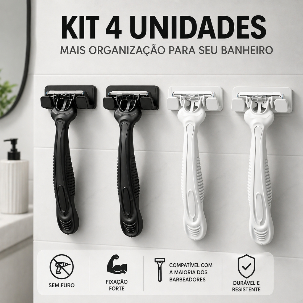 Kit 4 Suporte Gillete 3M Sem Furar Parede Fixaçã
