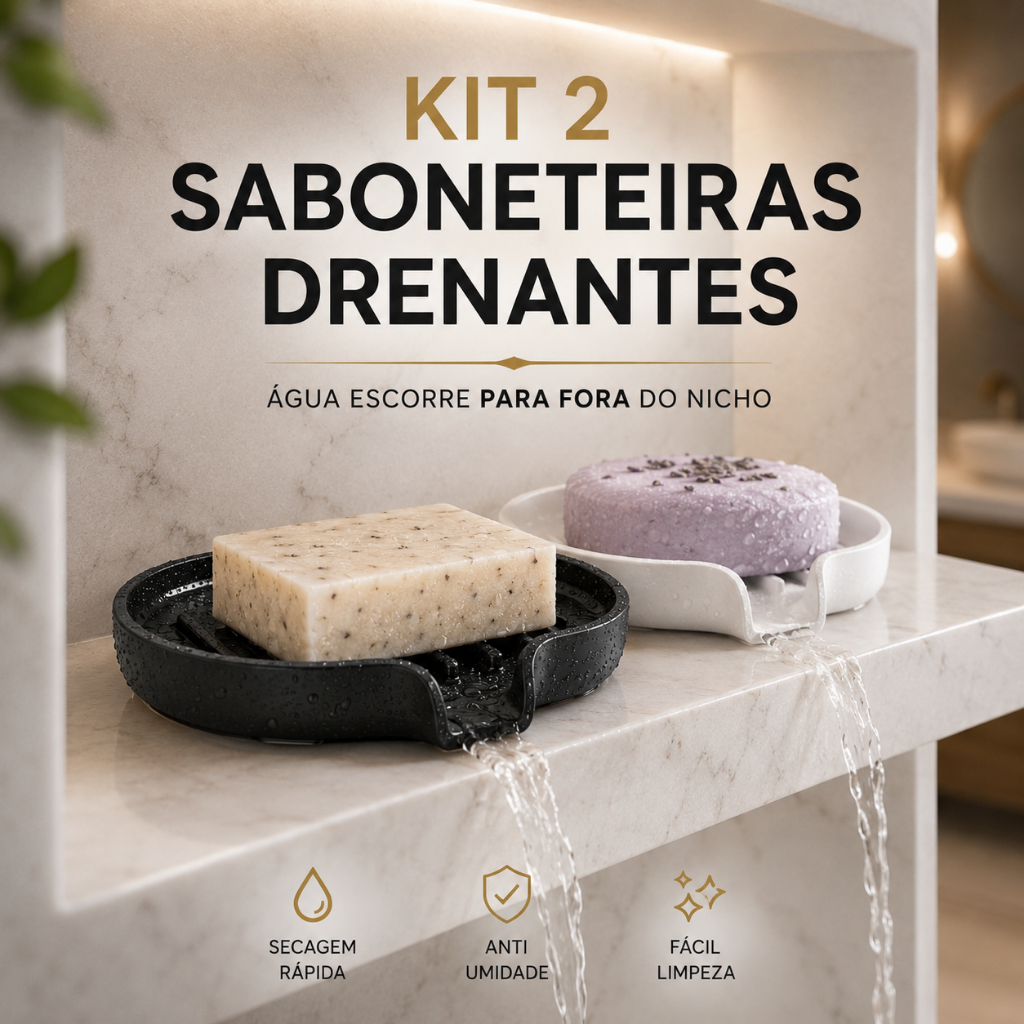 Kit 2 Saboneteiras para Lavabo com Escoamento Ráp