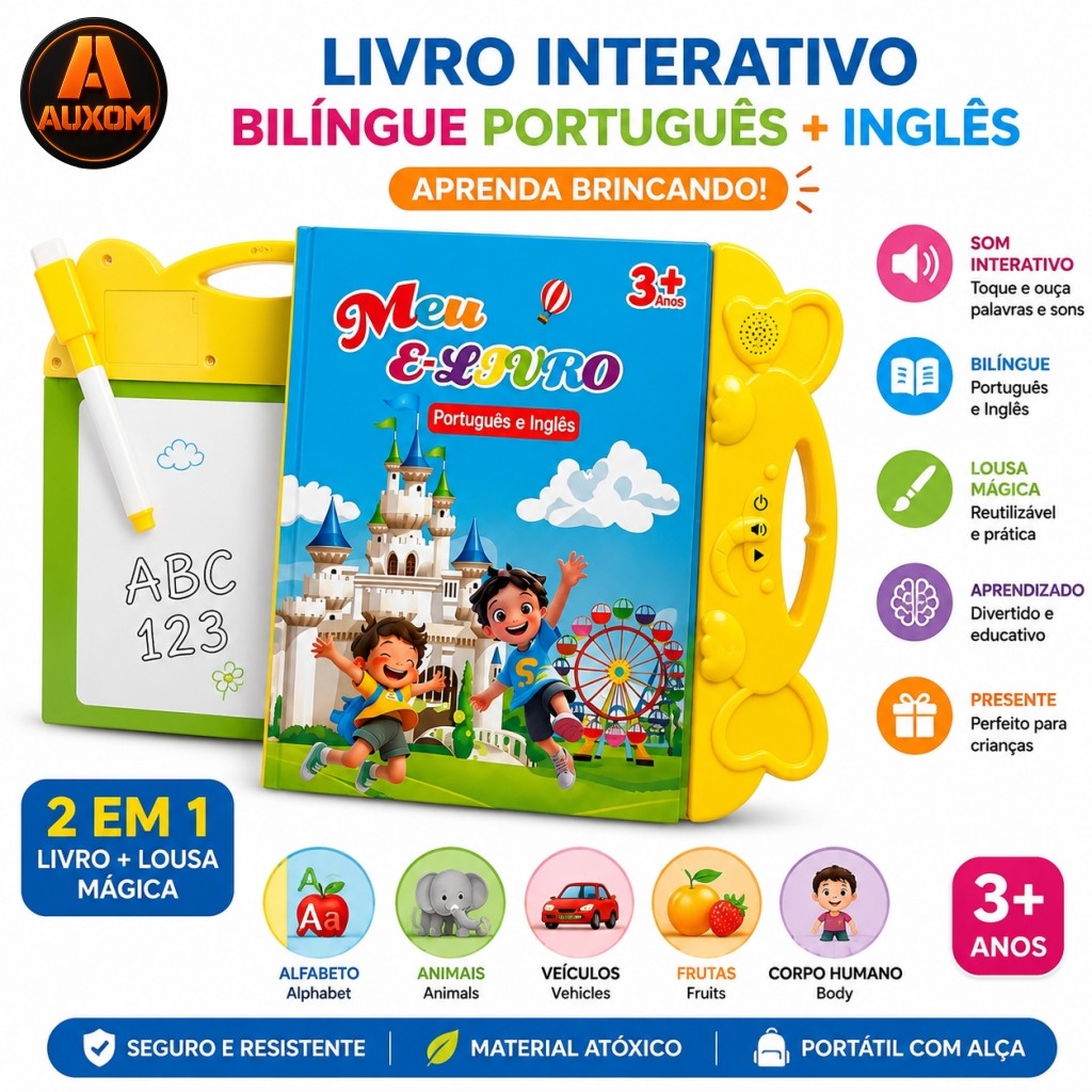 Livro Interativo Infantil Bilíngue Português Ing
