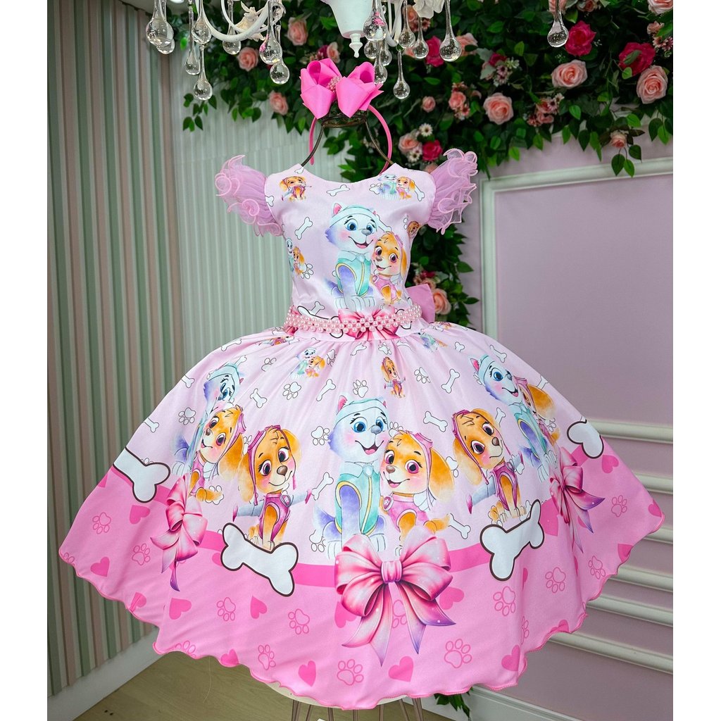 Vestido Chique Infantil Temáticos Luxo Patrulha C