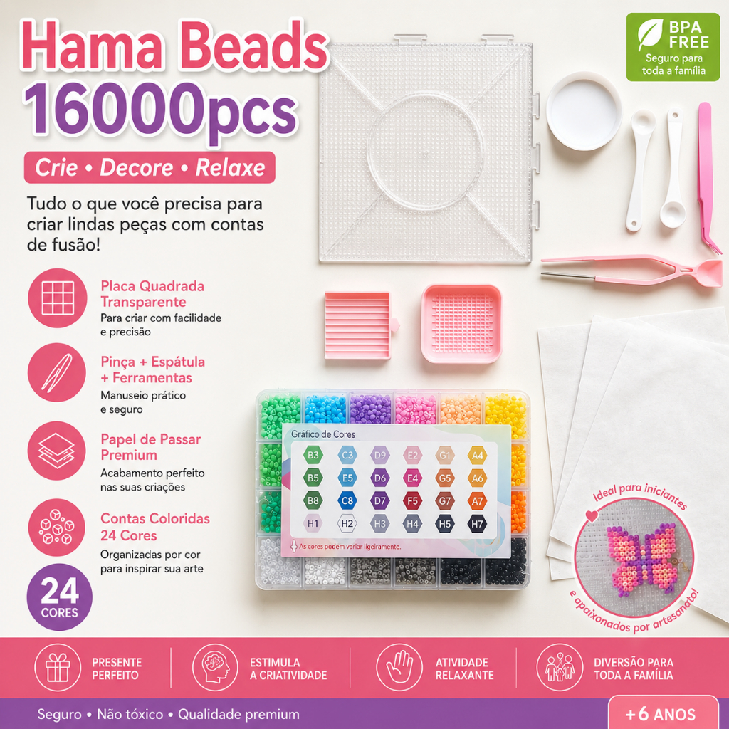 Perler Hama Beads DIY Pixel 2,6mm – Kit 24 c
