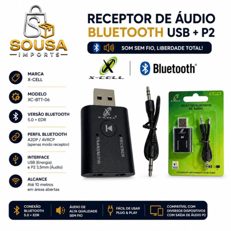 Adaptador Receptor Transmissor de Áudio e Vídeo 