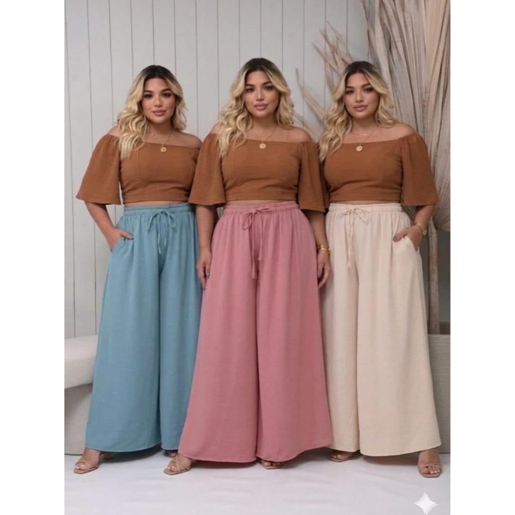 Calça Pantalona Plus Size Feminina Elegante Tend