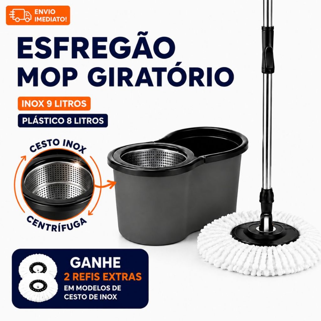 Mop Giratório 360° Esfregão Multiuso Com Centr