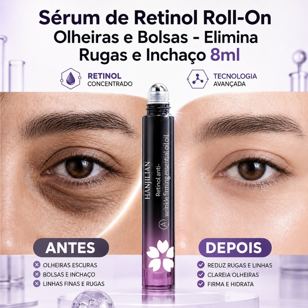 Sérum de Retinol Roll-On Olheiras e Bolsas –