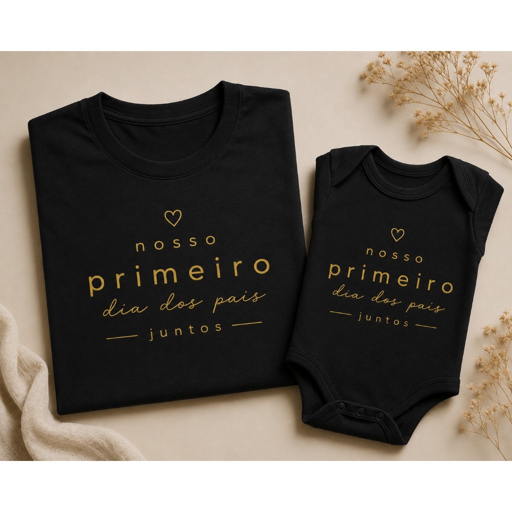 Kit Camiseta Pai e Body Bebê Dia dos Pais Nosso