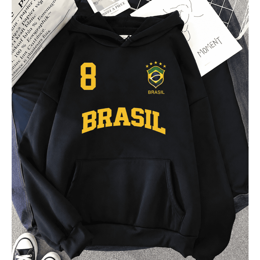 Moletom Canguru Brasil 8 Blusa de Frio Capuz Flane